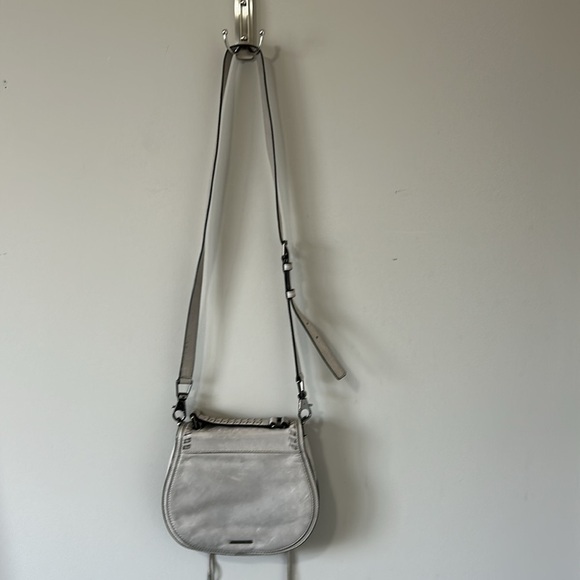 Rebecca Minkoff Vanity Saddle Bag Small Gray Crossbody Bag Purse Pockets - Picture 9 of 13